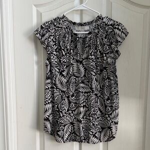 LOFT Monochrome Leaf Print Blouse